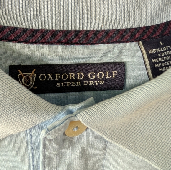 Oxford Super Dry Sky Blue Polo Shirt Size L - Picture 2 of 4